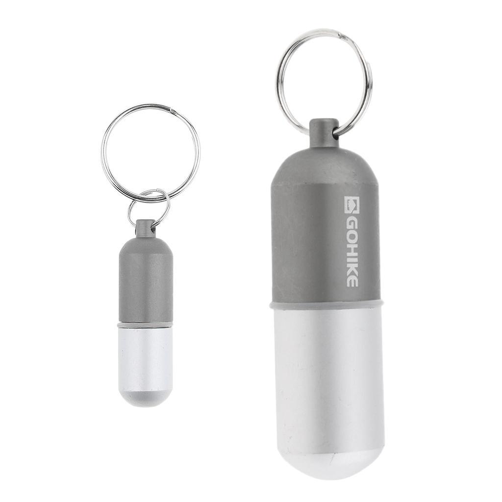 2pcs Waterproof Aluminum Pill Storage Box Keychain Tablet Holder Case