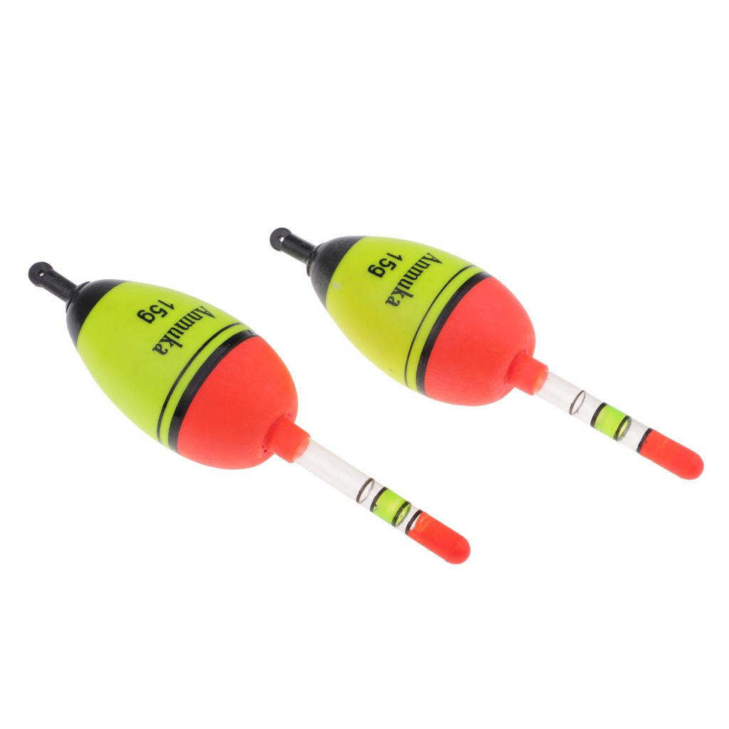 2x2pcs Luminous Fishing Float Vertical Rock Fishing Buoy Plastic Bobber 15g