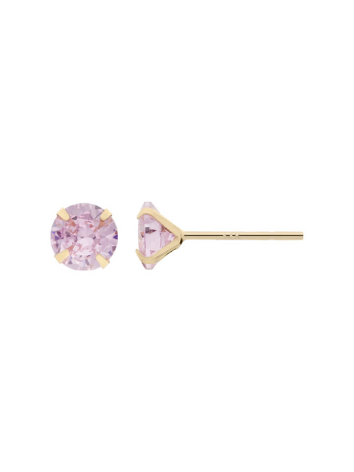 14K Gold Post Earrings Pink - MOON Jewelry