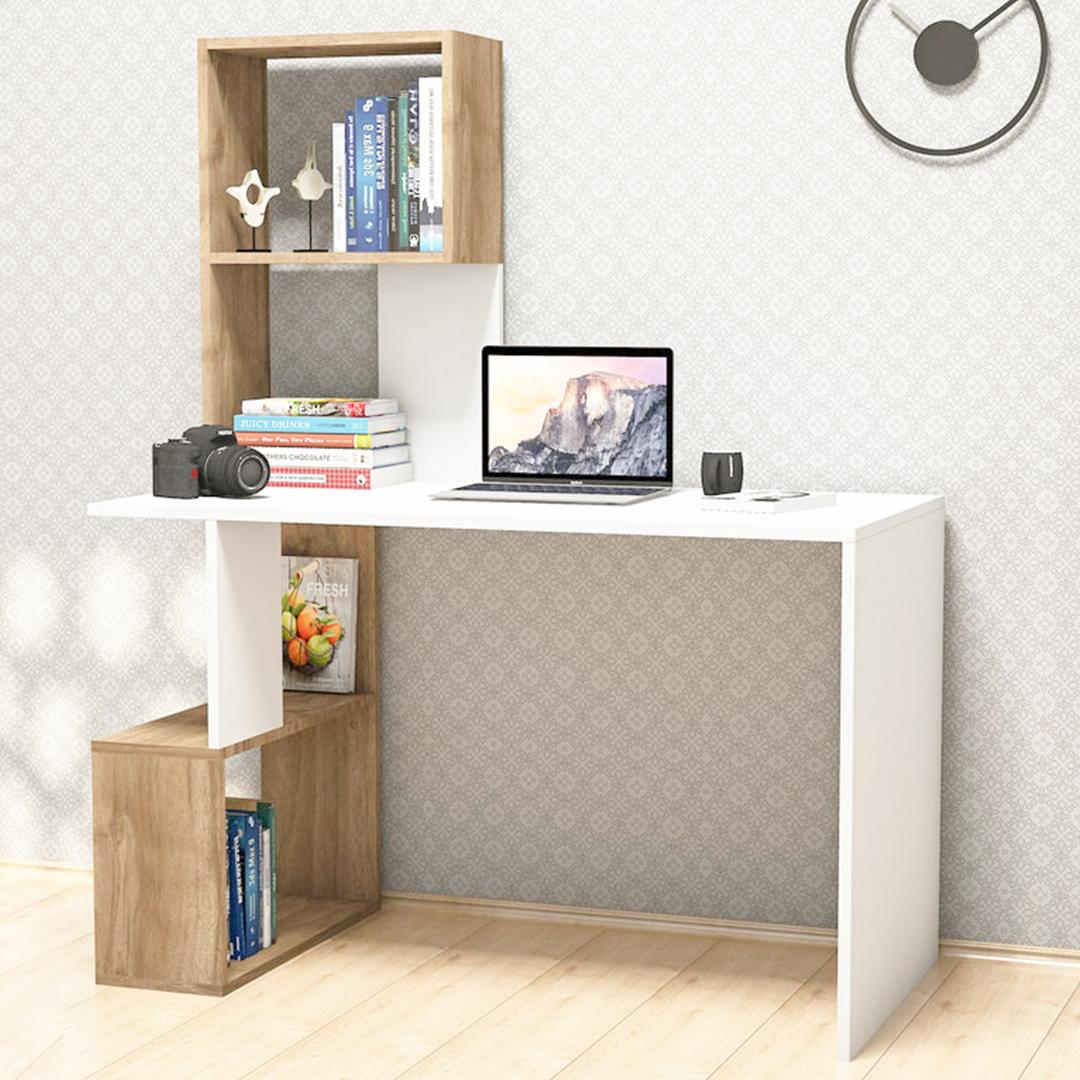 Bàn làm việc, bàn học gỗ hiện đại SMLIFE Daikoku  | Gỗ MDF dày 17mm chống ẩm | D120xR60xC150cm - Màu