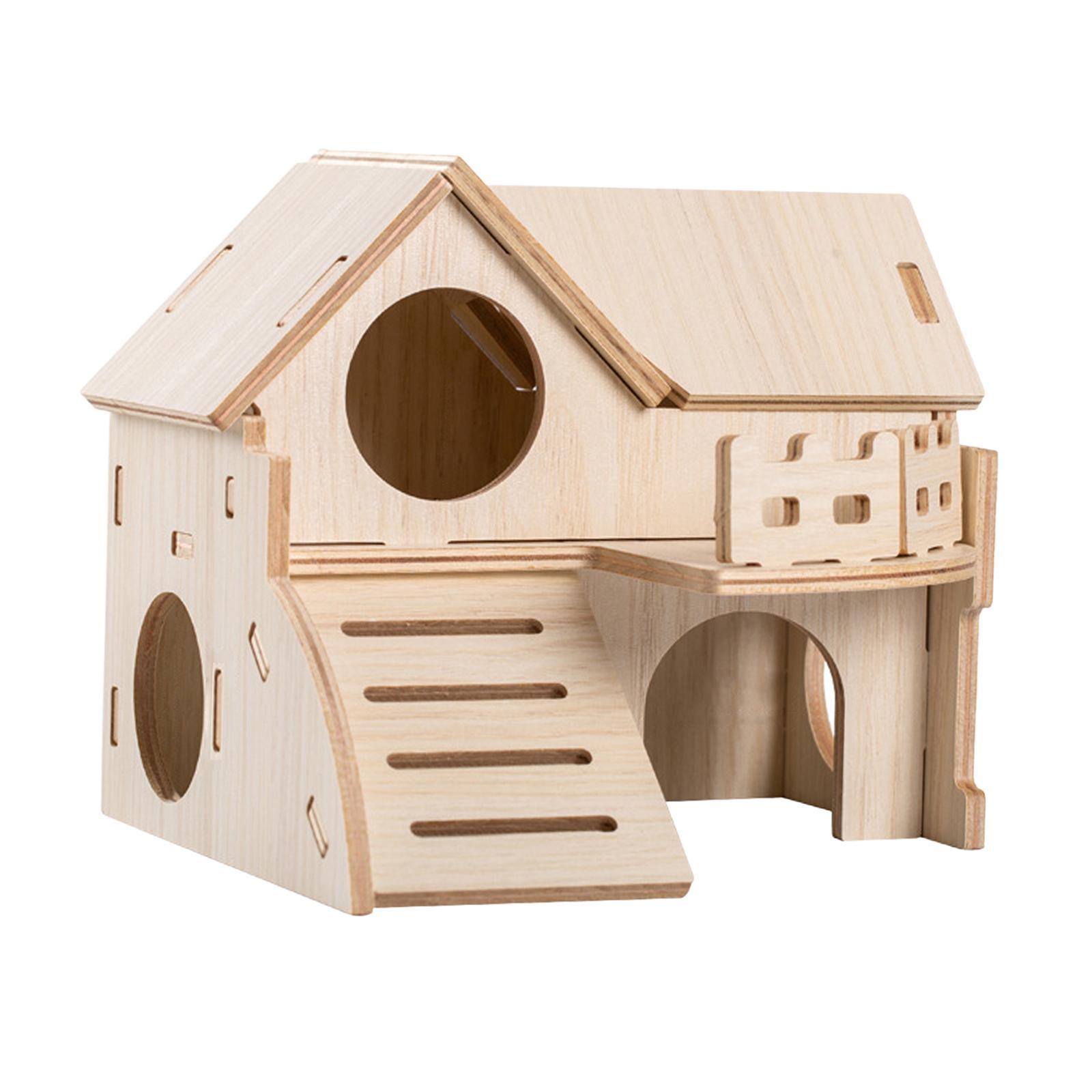 Wooden Hamster House Solid Wood Cage Accessories for Chinchilla Mice Hamster