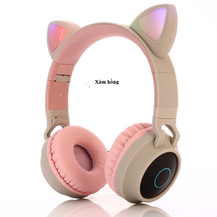 Tai nghe Bluetooth tai mèo HQ_BT-28C đáng yêu có mic đàm thoại cao cấp, tai nghe mèo có đèn phát sáng cute tai nghe tai mèo thời trang, đáng yêu có thể sử dụng khi chơi các tựa game online