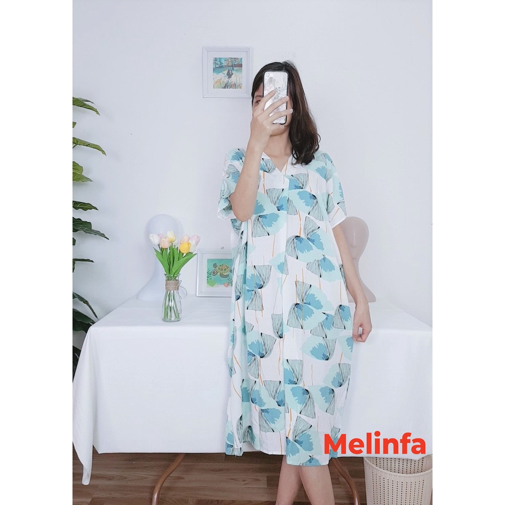 Đầm ngủ mặc nhà vải Cotton lụa tự nhiên mềm mại thoáng mát, váy ngủ nữ freesize mã HXV0222