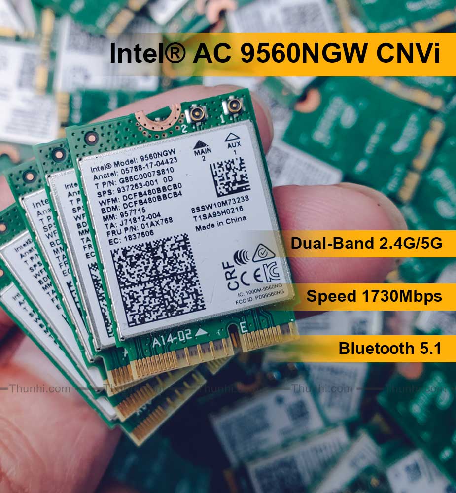 Card wifi laptop AC 9560NGW CNVi 1730Mbps, card wifi 5G, Bluetooth 5.1 hàng chính hãng