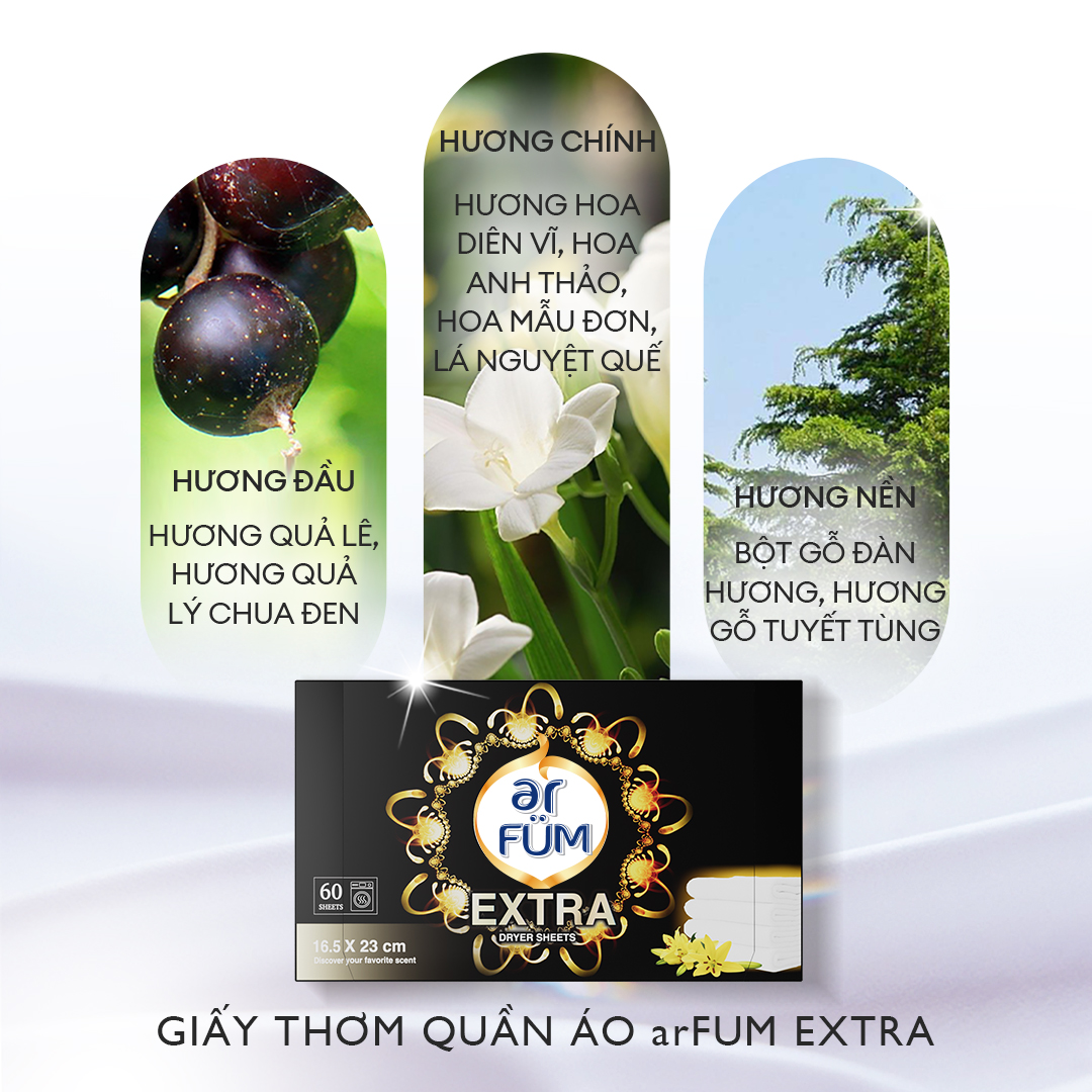 Giấy Thơm Arfum Dùng Cho Máy Sấy Làm Mềm Vải Và Chống Tĩnh Điện , Khử Mùi Tủ Giày, Tủ Quần Áo (60 Tờ/ Hộp)