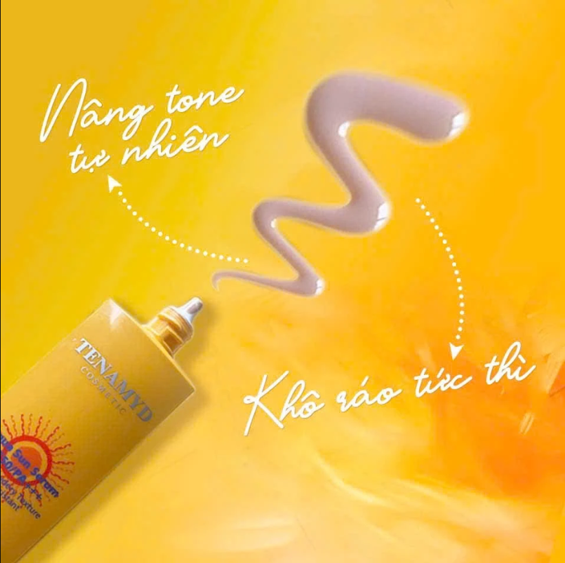 Tinh chất chống nắng dạng nước TENAMYD Aqua Sun Serum SPF50/PA+++ 70ml, nâng tone nhẹ