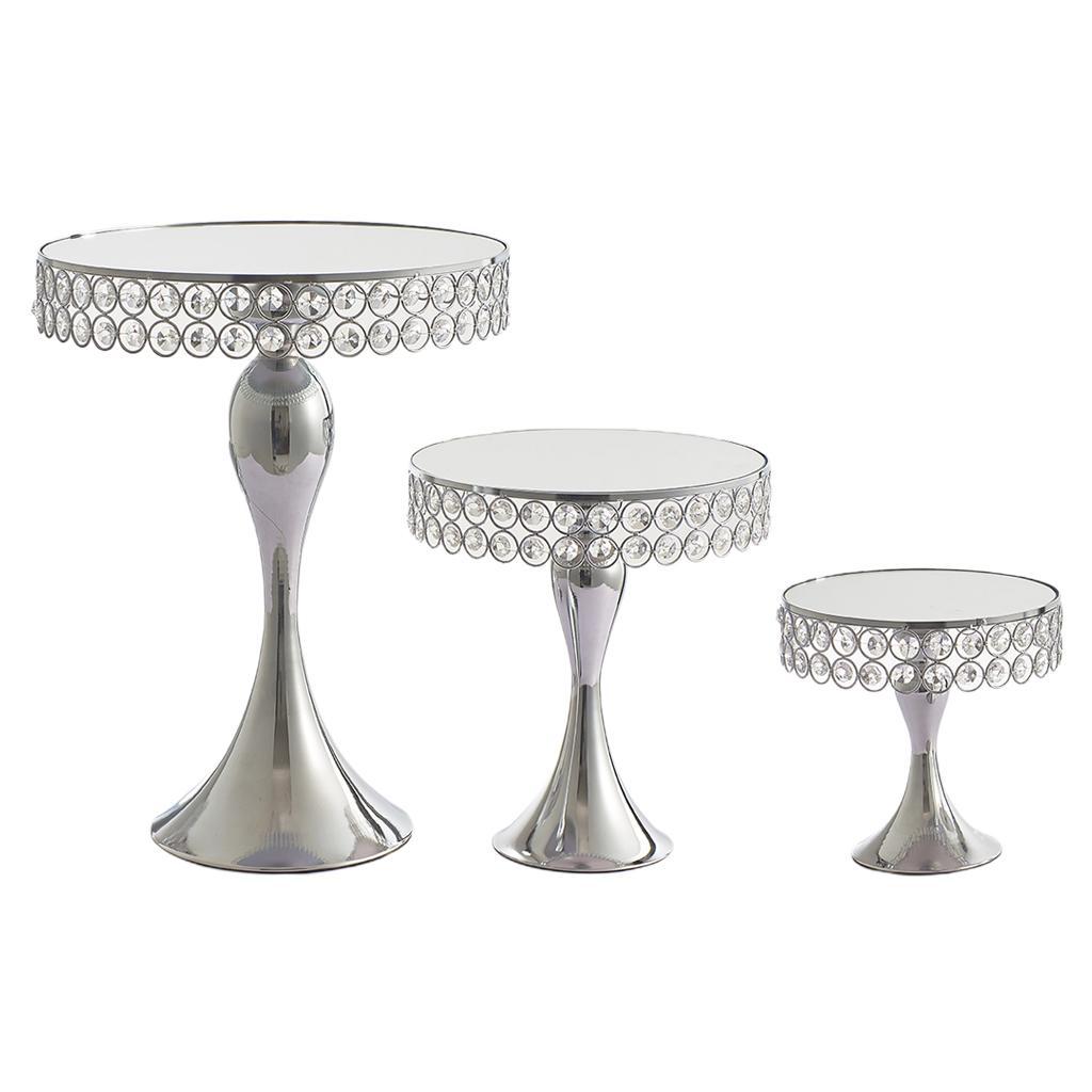 Nordic Style Metal Wedding Cake Stand Mosaic Crystal Cake Tray 20cm Dia