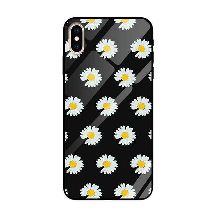 Ốp lưng kính cường lực cho iPhone X /Xs Nền Họa Tiết Hoa Cúc Peace - Hàng Chính Hãng