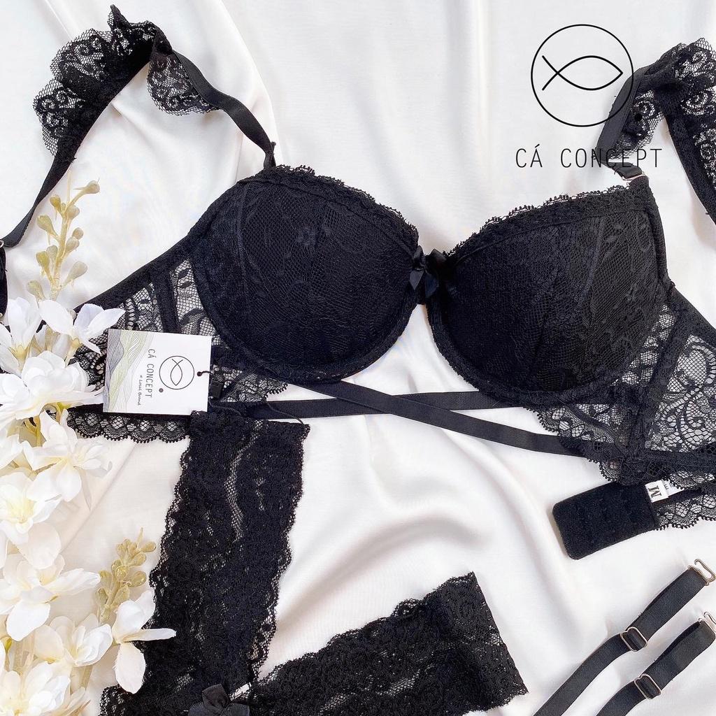 Set Bra ren đen có mút mỏng có gọng nâng ngực nhẹ CÁ CONCEPT đồ lót thiết kế áo bra sexy