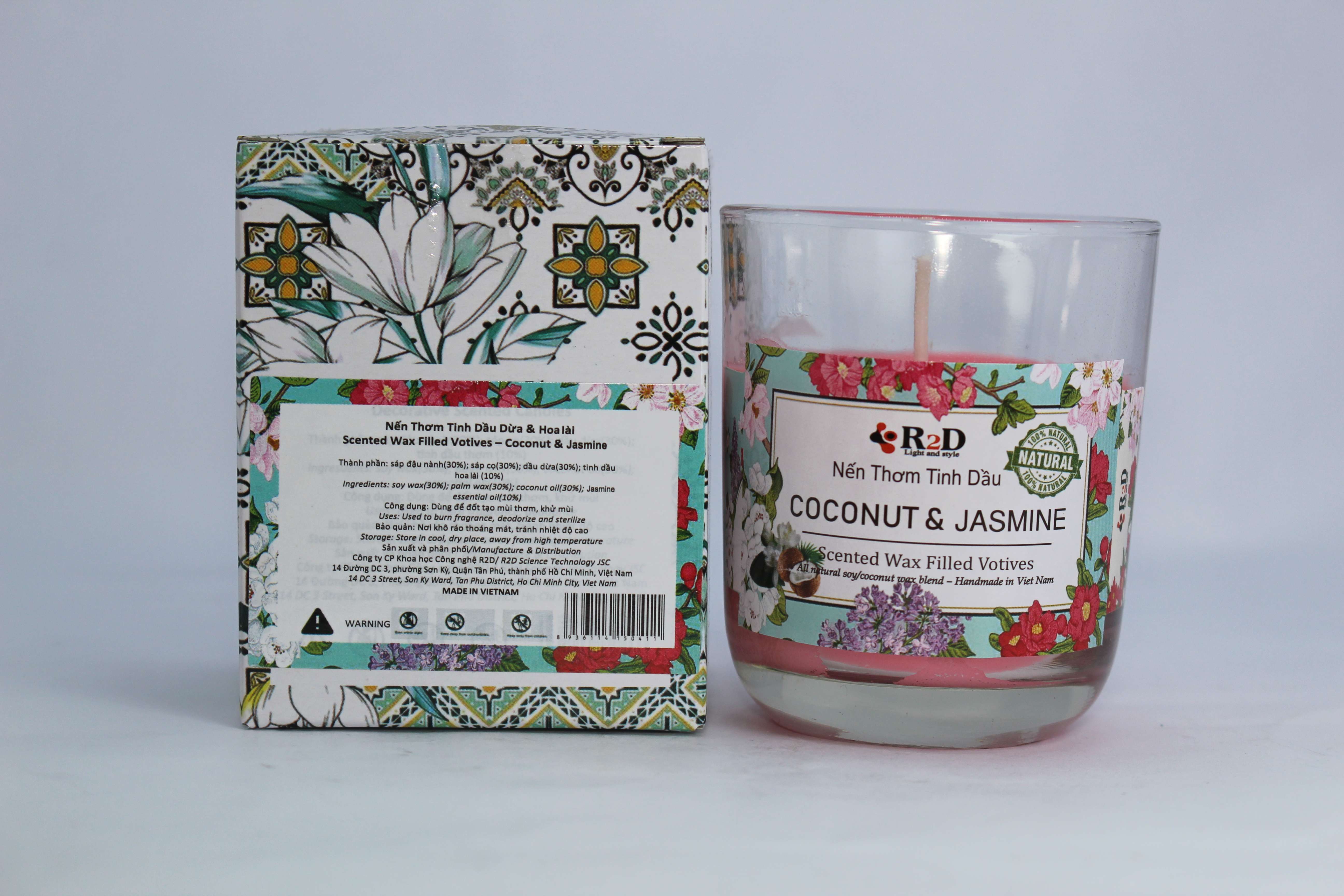 Nến thơm hoa Lài Coconut Jasmine R2D Thư giãn tinh thần - khử mùi hiệu quả