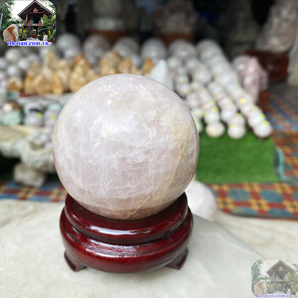 Quả cầu thạch anh hồng giúp tăng cường tinh thần và trí tuệ-7.6cm-680gr-QC1089