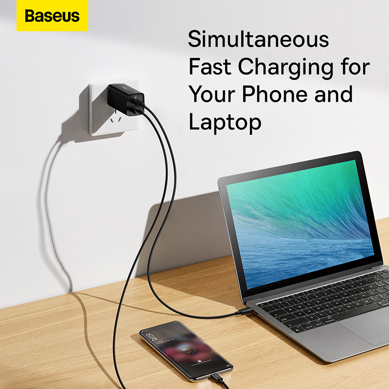 Cốc sạc nhanh Baseus GaN2 lite Fast Charger C+U 65W CN (SUPER VOOC) (hàng chính hãng