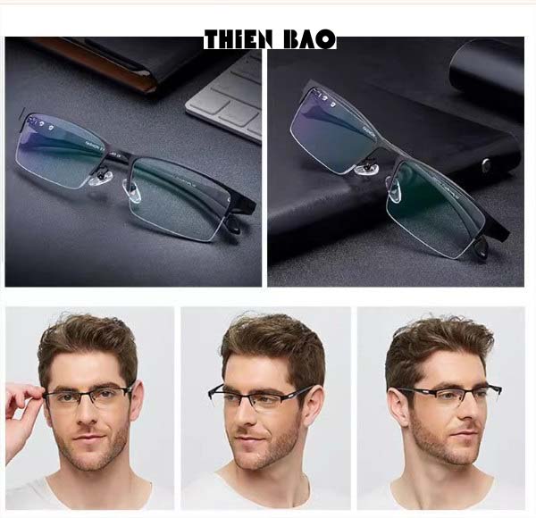 Gọng kính thời trang NAM NỮ 0 độ ( Có bán độ lão thị, viễn thị trung niên) nửa viền thể thao cực đẹp KT17 tròng Nhật bản cao cấp loại I nhẹ nhàng thoải mái