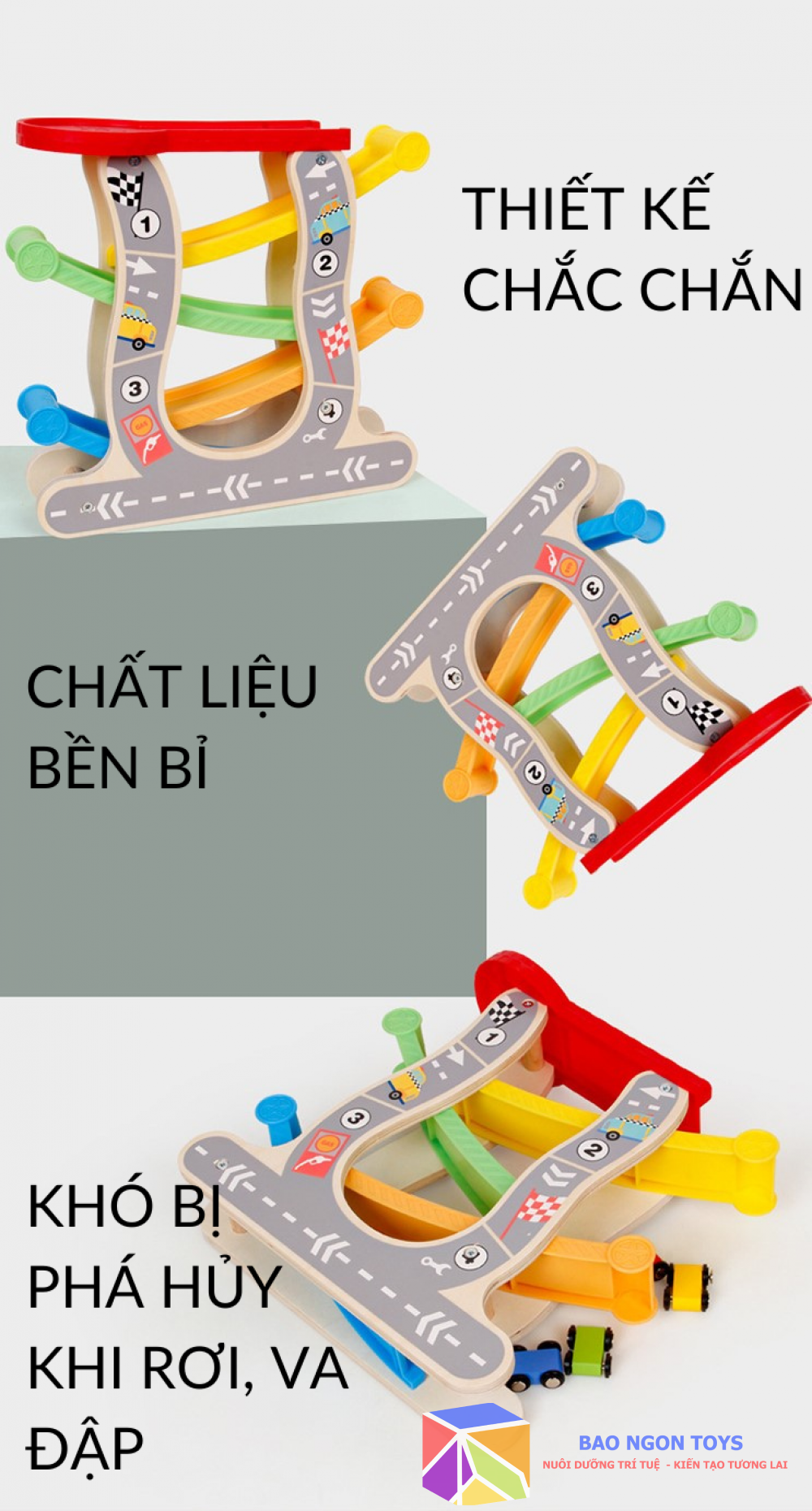 Ộ ĐỒ CHƠI ĐƯỜNG ĐUA 4 TẦNG THẢ Ô TÔ CHO BÉ GIÚP BÉ HỌC MÀU SẮC VÀ PHÁT TRIỂN VẬN ĐỘNG TINH - DG95