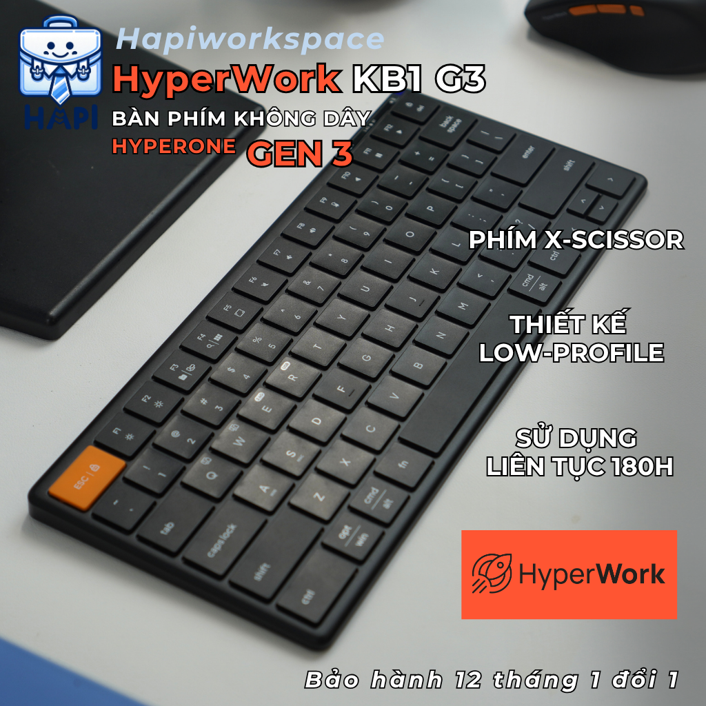 Bàn phím không dây hàng chính hãng HyperWork HyperOne Gen 3 HPW-KB1G3