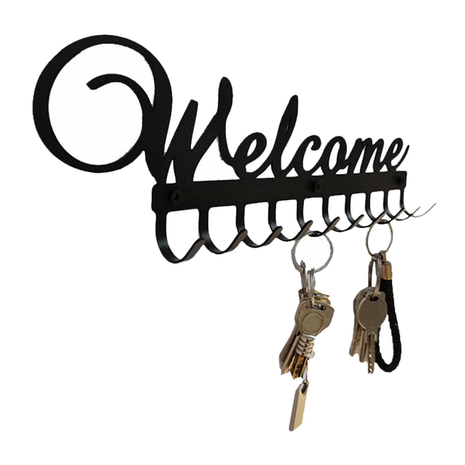 Welcome Wall Mounted Key Holder 10 Hooks Key Hooks Decorative for Front Door