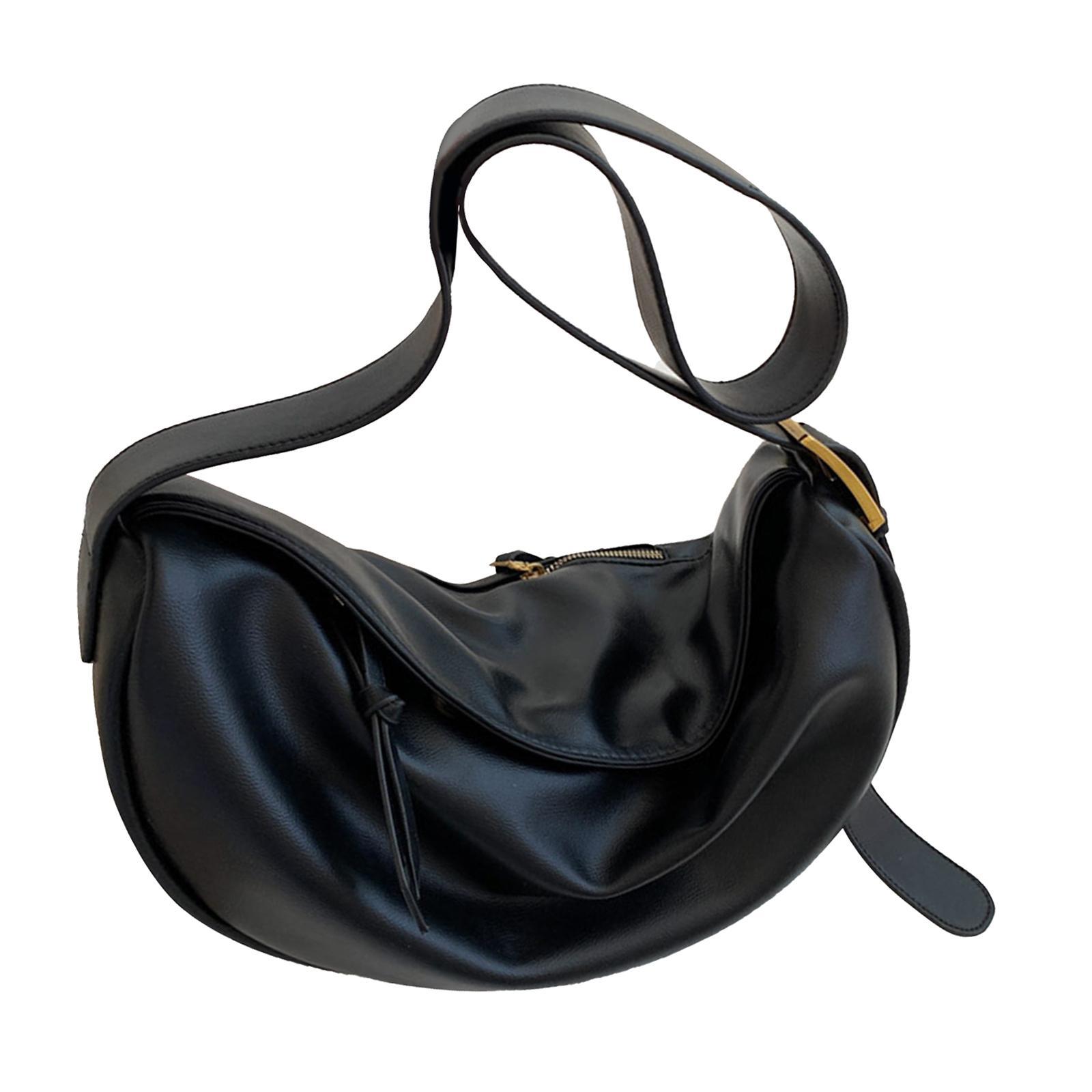 Casual Dumpling Bun Tote Lady Purse Adjustable Strap Women Girls PU Leather Shoulder Bag