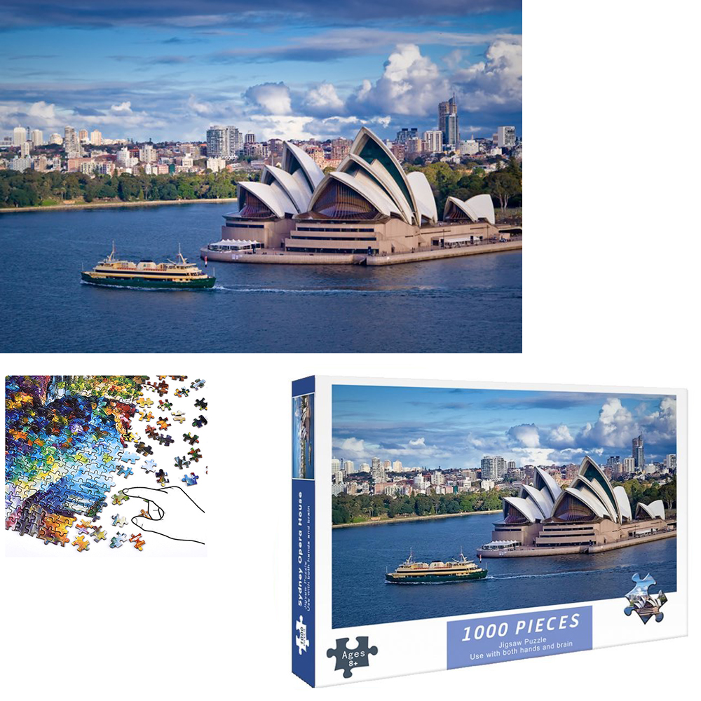 Bộ Tranh Ghép Xếp Hình 1000 Pcs Jigsaw Puzzle Tranh Ghép (75*50cm) Nhà Hát Opera Sydney Bản Đẹp Cao Cấp