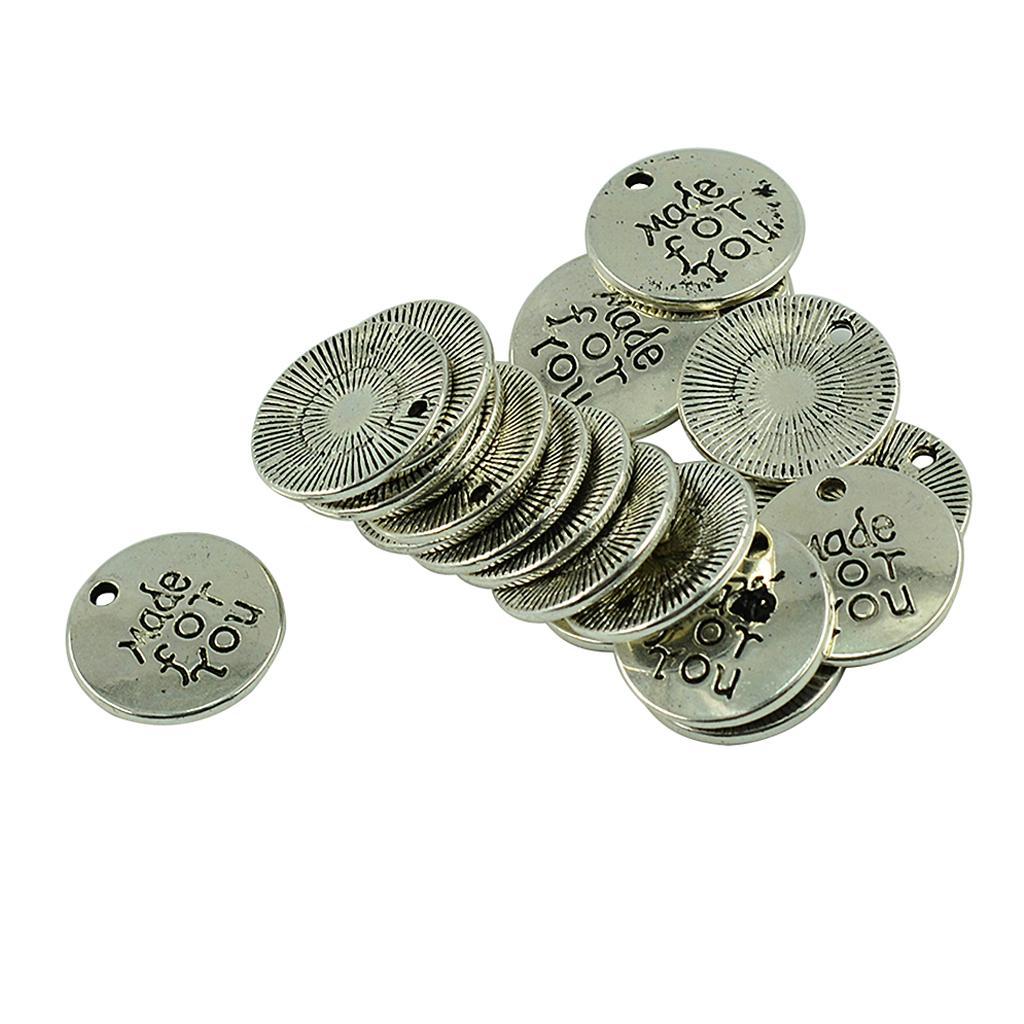 20 Pieces Alloy Round Made for You Pendants Charms Findings for DIY Jewelry Making