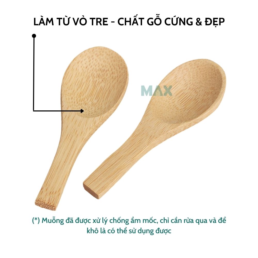 [Nhiều size] Bộ 4 cái muỗng gỗ nhỏ bằng tre múc gia vị, thìa gỗ nhỏ mini múc trà cafe ngũ cốc