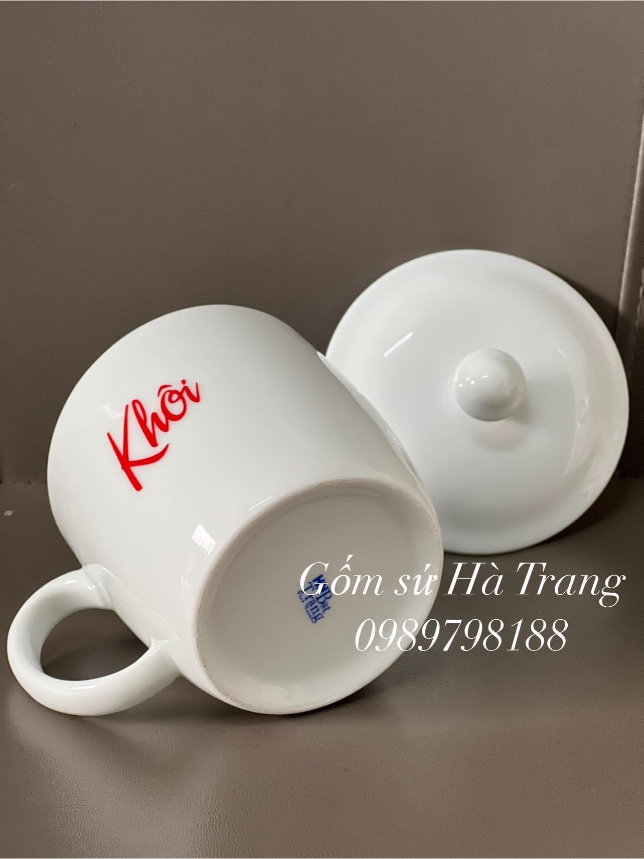 Cốc sứ Bát Tràng dung tích 330ml in tên theo yêu cầu