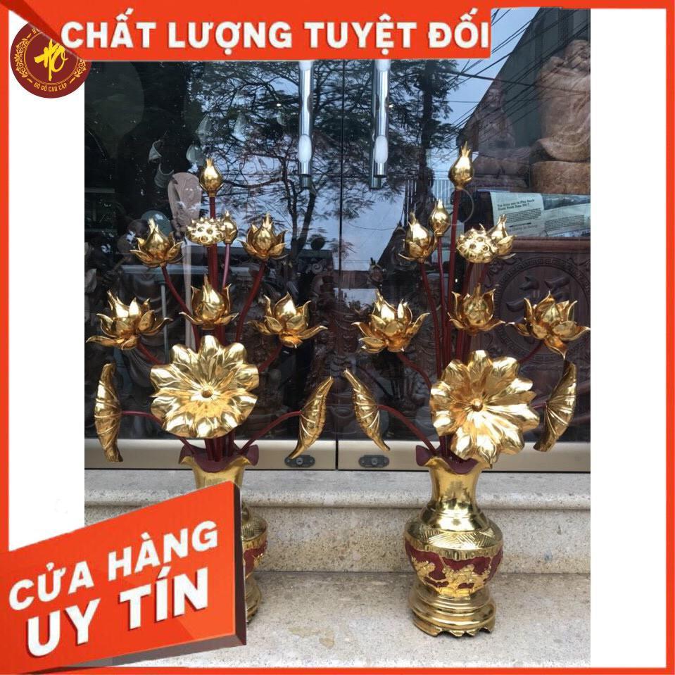Bình hoa sen gỗ mít dát vàng siêu đẳng cấp