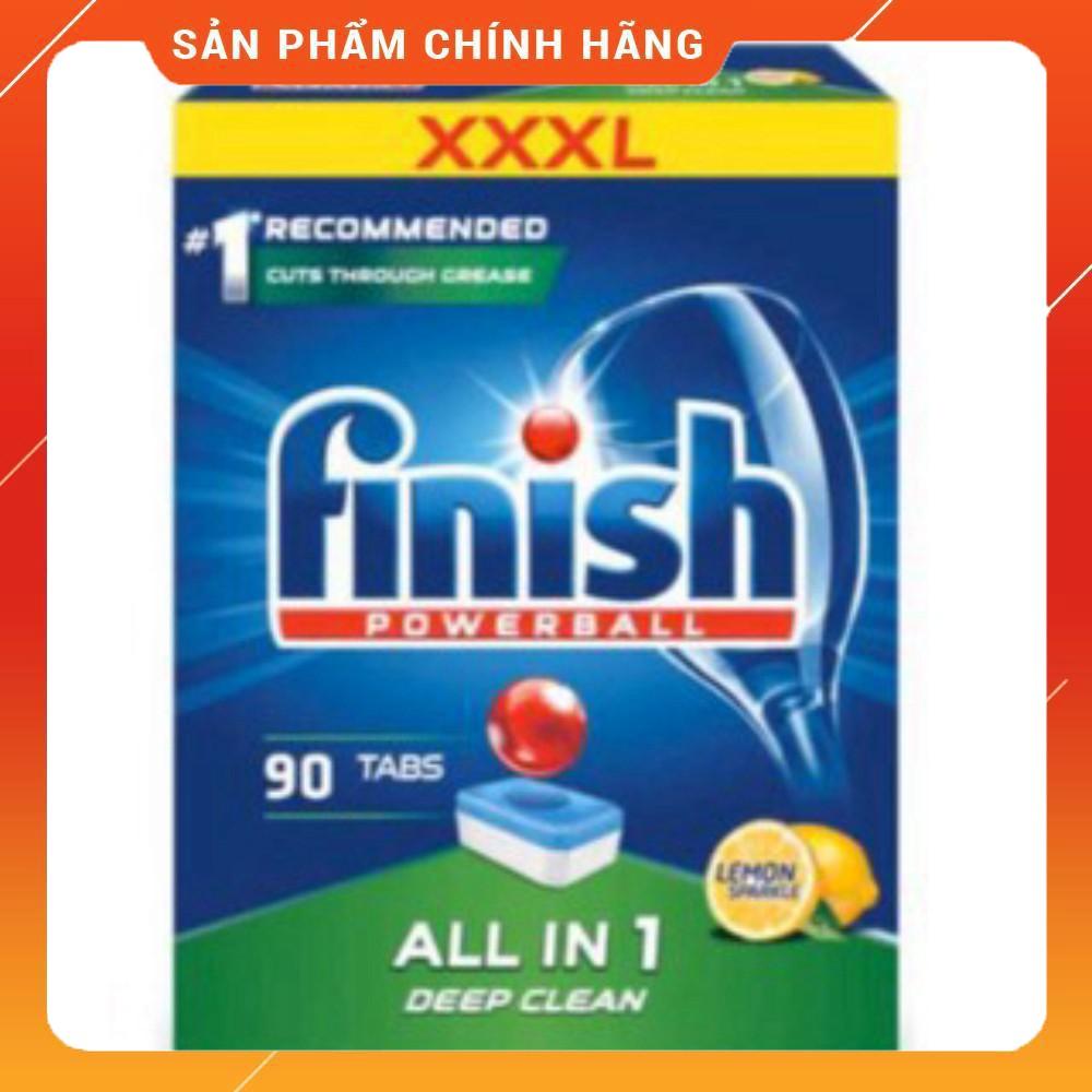 Combo rửa bát Finish: Hộp All In One 90 viên, Muối 1.5kg, Nước làm bóng 400ml - Nhập khẩu EU