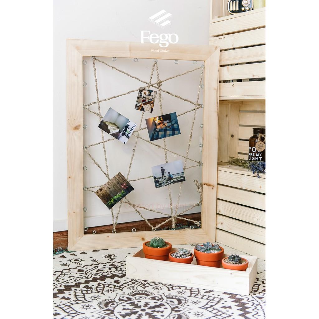Khung lưới treo ảnh chữ nhật bằng gỗ 80x60cm