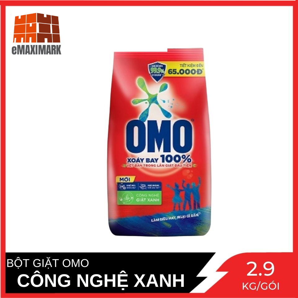 Bột Giặt Omo Hệ Bọt Thông Minh Công Nghệ Giặt Xanh Gói 2.9 kg