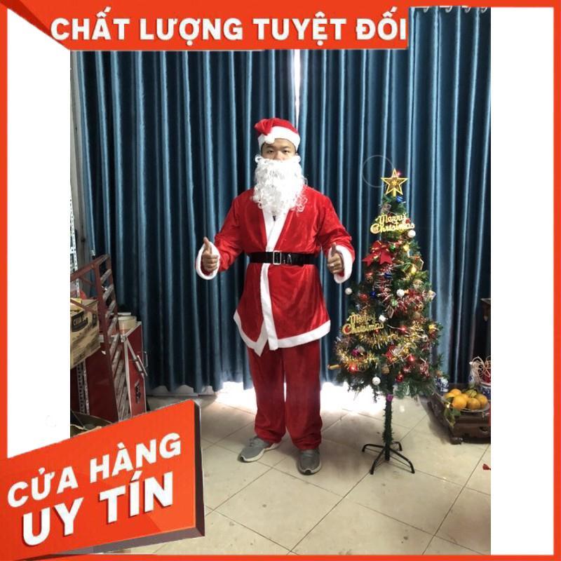 Trang phục Ông già Noel Có sẵn Ảnh thật hàng vải Nhung
