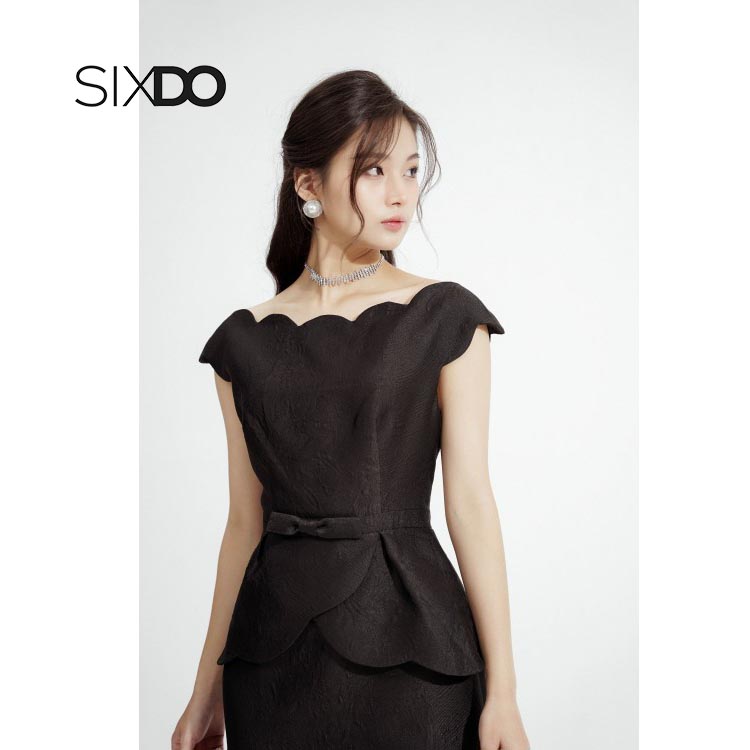 Đầm midi cổ sò thời trang nữ SIXDO