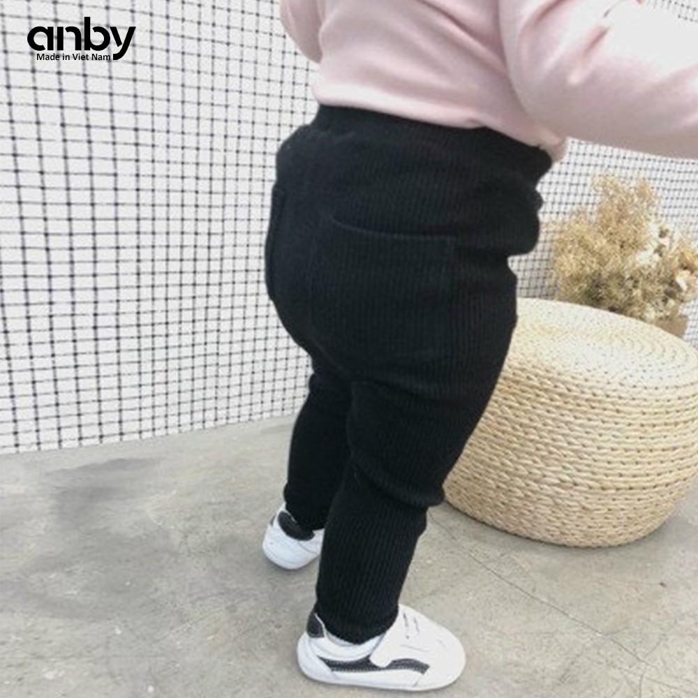 Quần legging cho bé từ 0 đến 5 tuổi ANBY thun gân len tăm đính 2 túi sau màu trơn co giãn