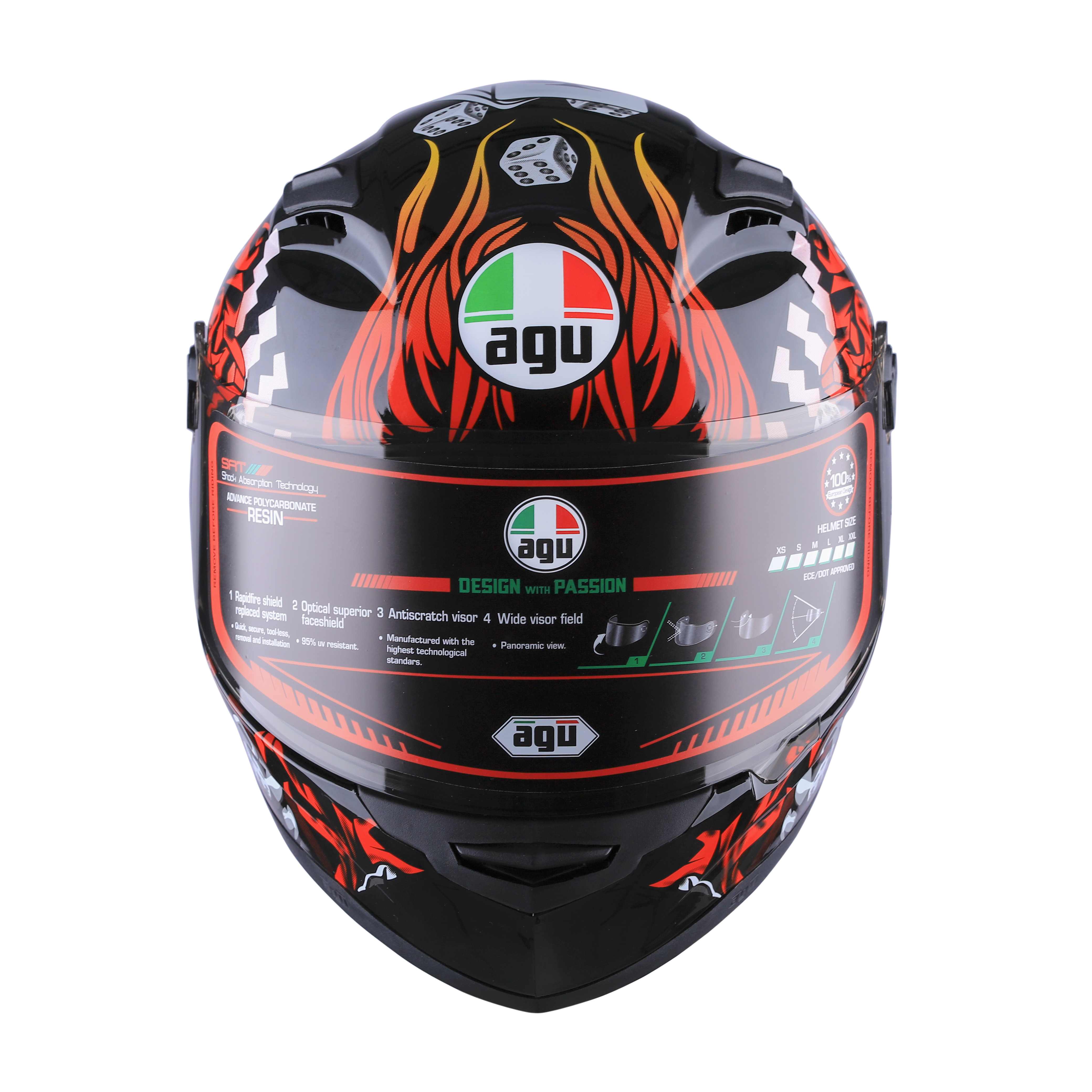 Nón Bảo Hiểm Fullface AGU Tem It _ 59 - Tặng TÚI ĐỰNG NÓN thương hiệu chống trầy cho nón _ Kính trà chống bụi, chống chói, đi đêm được