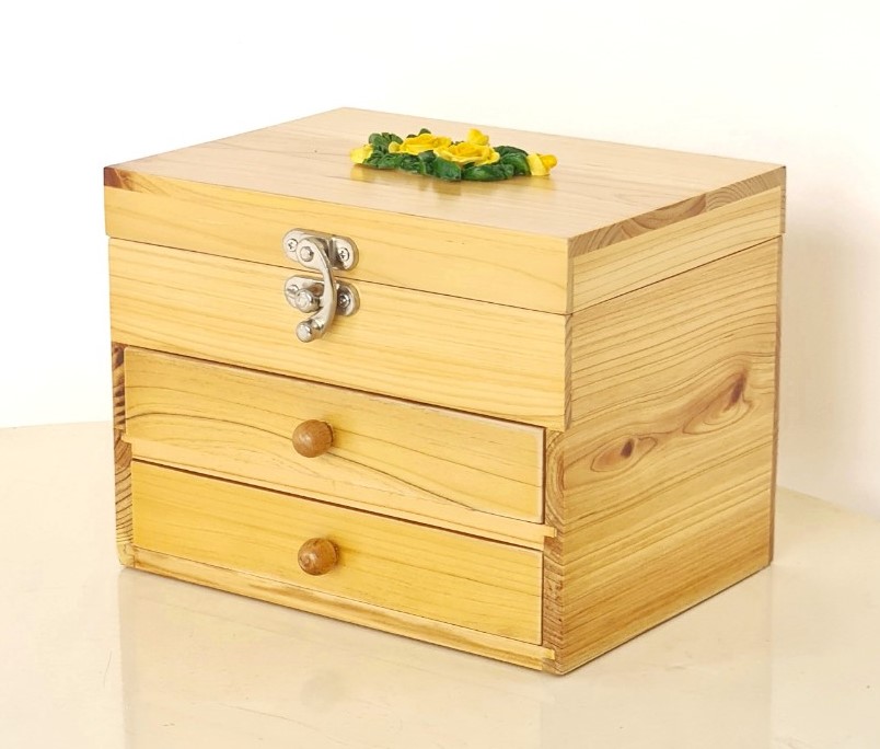 Hộp Nữ Trang Gỗ Nhiều Màu Có Gương Có Khóa 18x14 cm Xinh Xắn - Hàng VN Xuất Khẩu