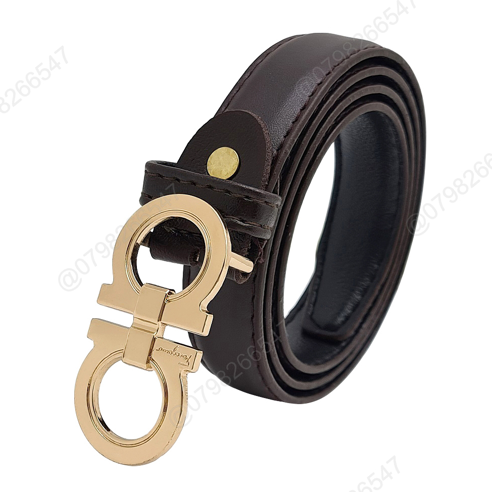 Dây nịt thời trang nữ DHM-370 | Khoá kiểu cài chữ A đôi mặt trơn bản nhỏ 2.8cm | Bảo hành 12 tháng