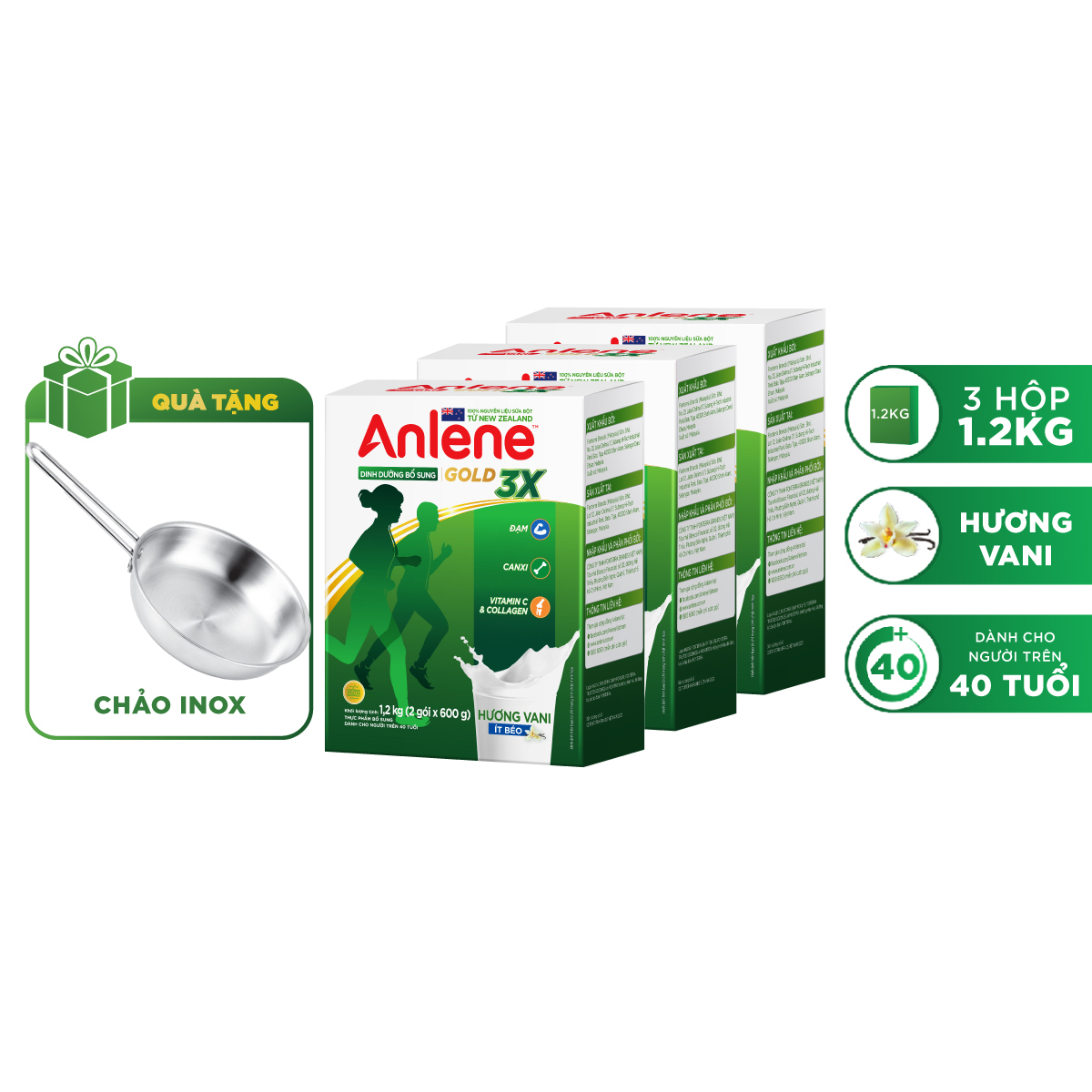Combo 2 lon Sữa bột bổ sung dinh dưỡng Anlene Total 10 ( Hộp thiếc 400g) + tặng 1 lon cùng loại (date 07/2025)