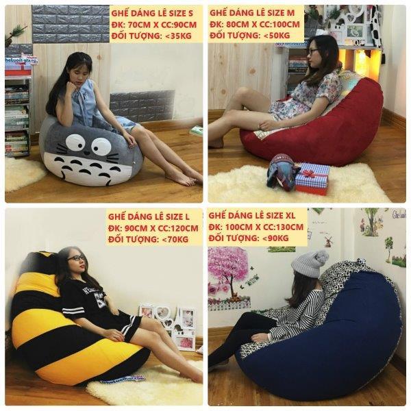 VỎ BỌC ghế lười xốp, Họa tiết kẻ, vải thô hàn mix màu, 4 size