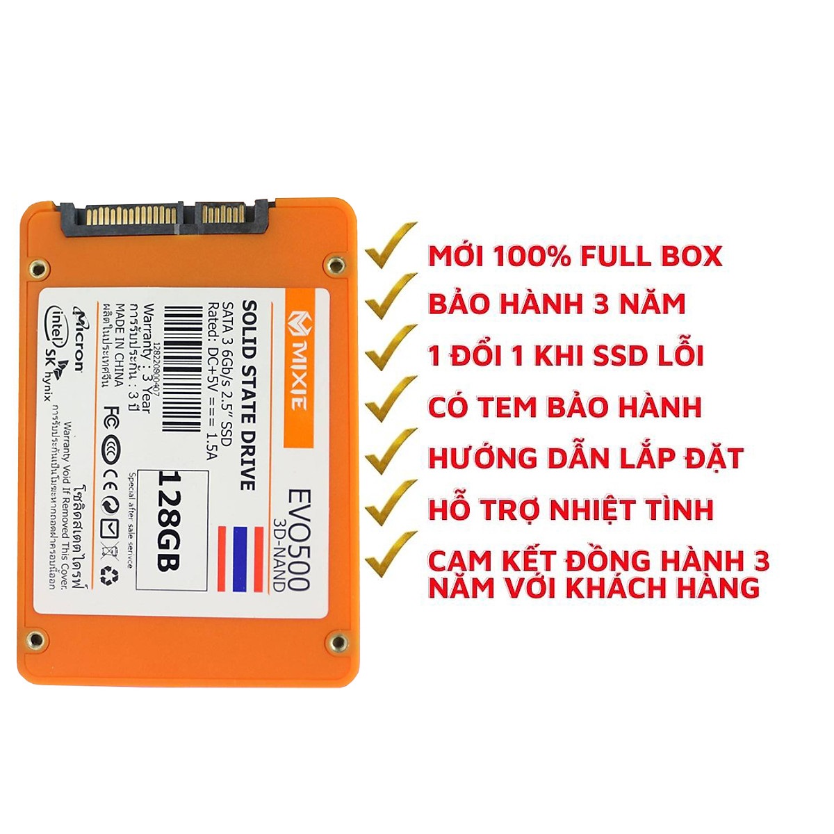 Ổ Cứng SSD 256Gb -128GB MIXIE EVO500 SATA 3 - 2.5INCH - New 100% - Hàng Chính Hãng