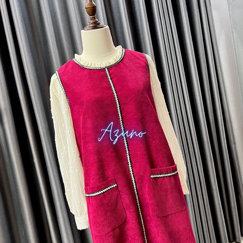 VÁY THIẾT KẾ- Váy Đầm Bầu Công Sở Thu Đông A205 Chất Nhung Tăm Sang Trọng