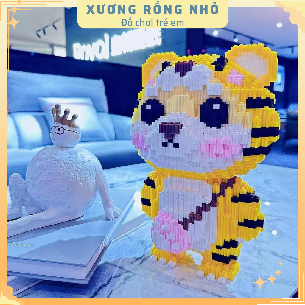 Mô hình đồ chơi  lắp ráp 3D Hổ Vàng Đi Học 30cm mô hình cỡ lớn nannoblock bear brick Xương Rồng Nhỏ