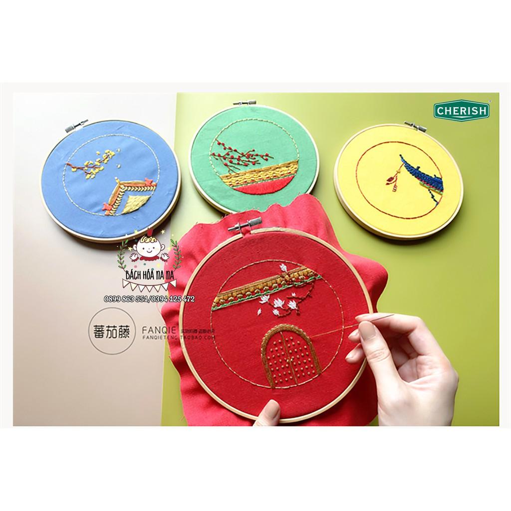 (MUA 3 TẶNG 1) kit thêu trang trí CUNG ĐÌNH - Diy Tranh thêu BỐN MÙA- dành cho người mới tập thêu - bách hóa na na