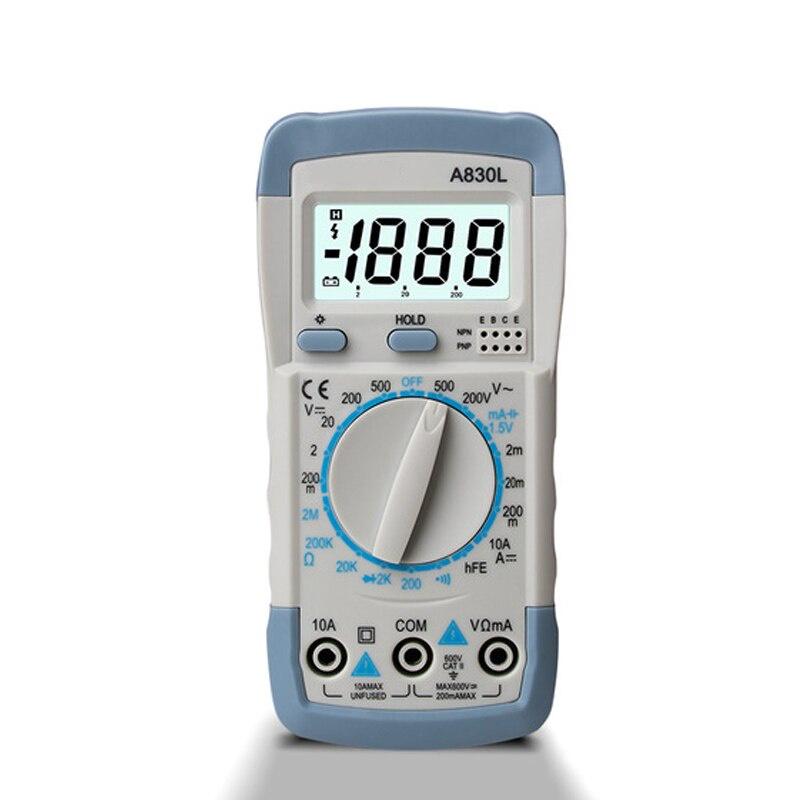 1Pcs A830L LCD Digital Multimeter AC DC Voltage Diode Freguency Multitester Current Tester Luminous Display with Buzzer Function - DT-830B
