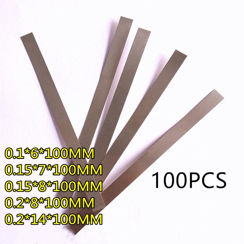 100 CÁI Tấm niken Tấm kết nối pin Dải thép mạ niken Cắt đa quy cách Que hàn điểm Màu sắc: 0,1x6x100mm 100 CÁI