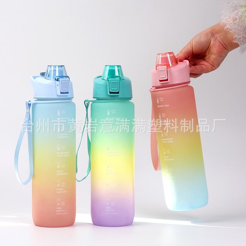 Bình Nước 1L Dễ Thương Có Vạch Báo Giờ Uống Nước