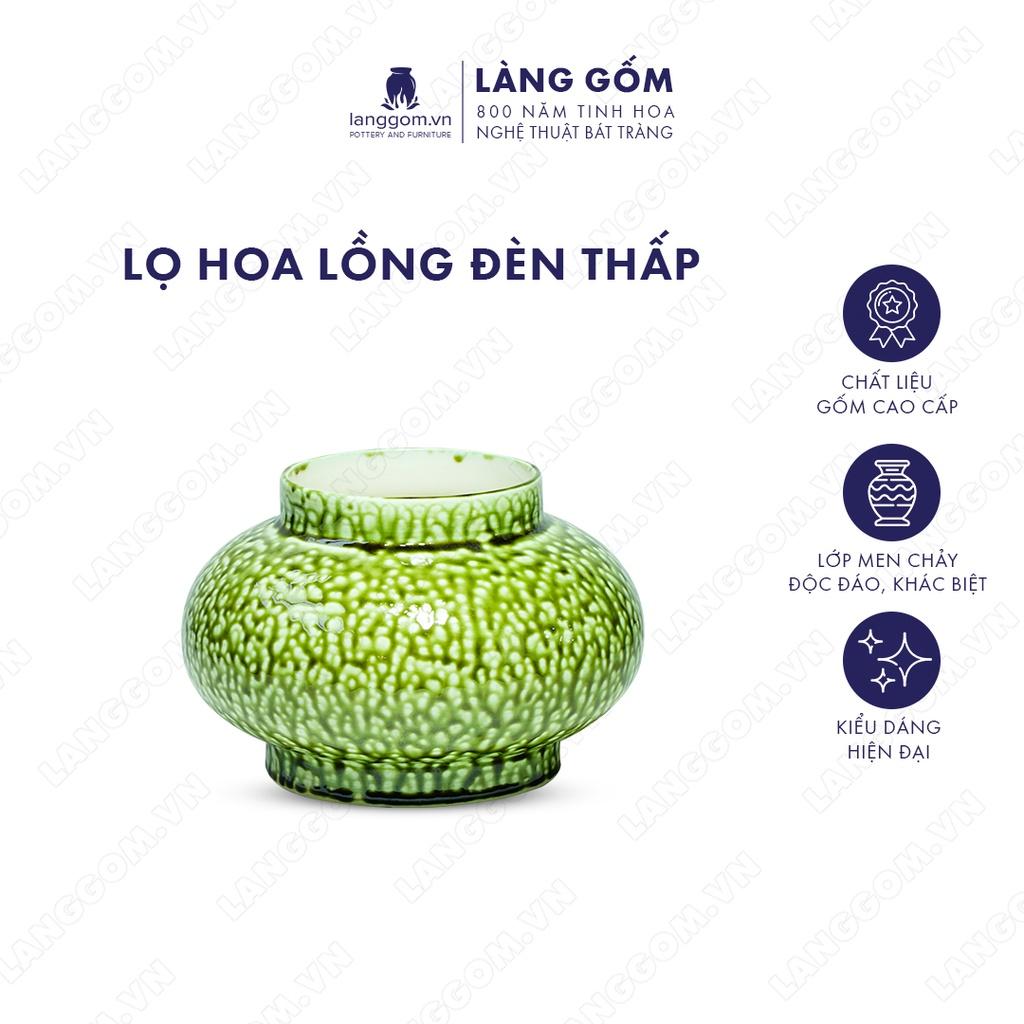 Bình hoa, lọ hoa Gốm sứ Bát Tràng cao cấp Men chảy lồng đèn thấp dùng làm quà tặng, trang trí - Làng Gốm Bát Tràng