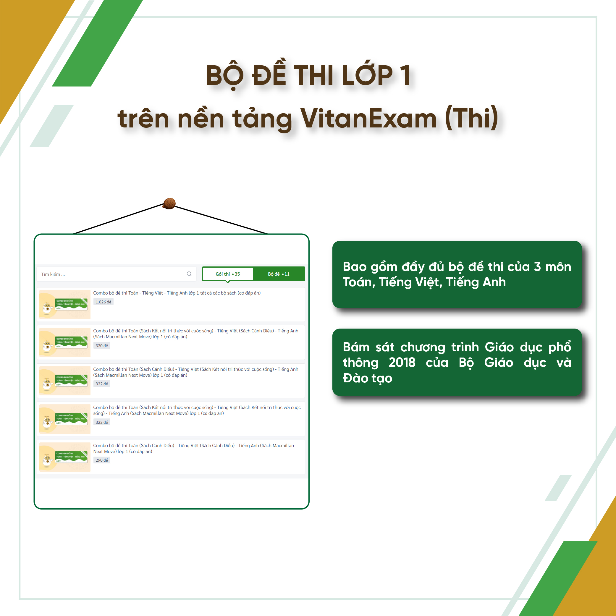 Bộ công cụ Học - Thi - Hướng nghiệp lớp 1, VitanEdu