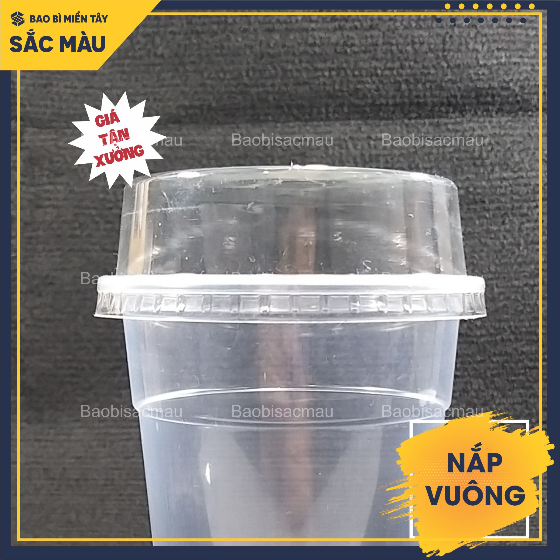 Sỉ 50 Nắp vuông nhựa phi 95mm, nắp bằng cao, nắp ly trà sữa cà phê