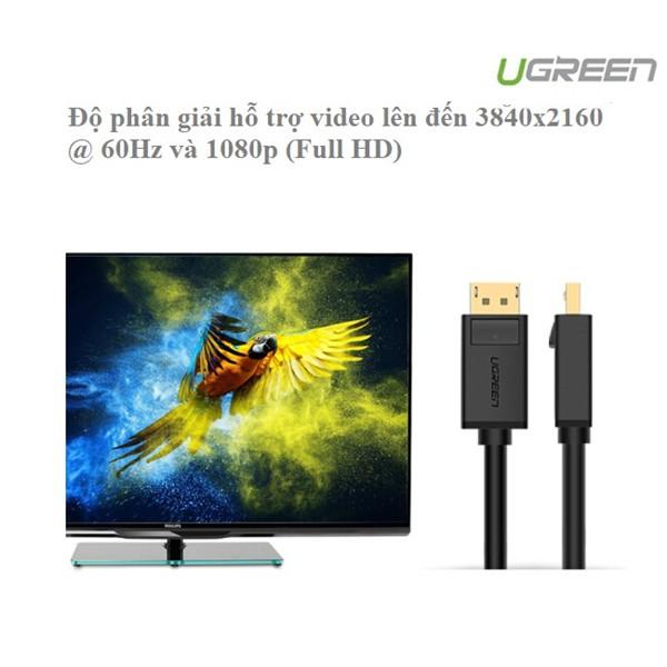 Cáp Displayport 1,5m chính hãng Ugreen 10245 hỗ trợ 2K*4K,3D