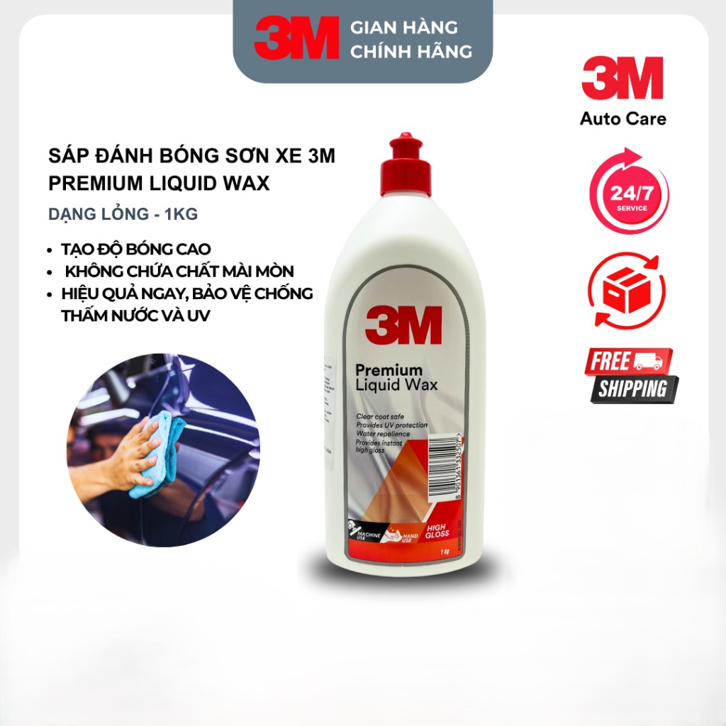 Sáp đánh bóng sơn xe 3M Premium Liquid Wax 1kg