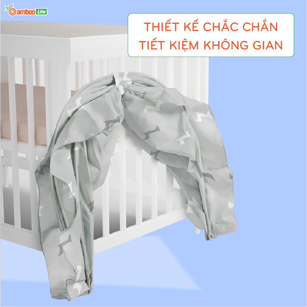 Màn chụp cho bé tự bung Bamboo Life mùng chụp em bé sơ sinh gấp gọn chống muỗi côn trùng giảm ánh sáng an toàn tiện lợi dùng được ở giường nôi cũi